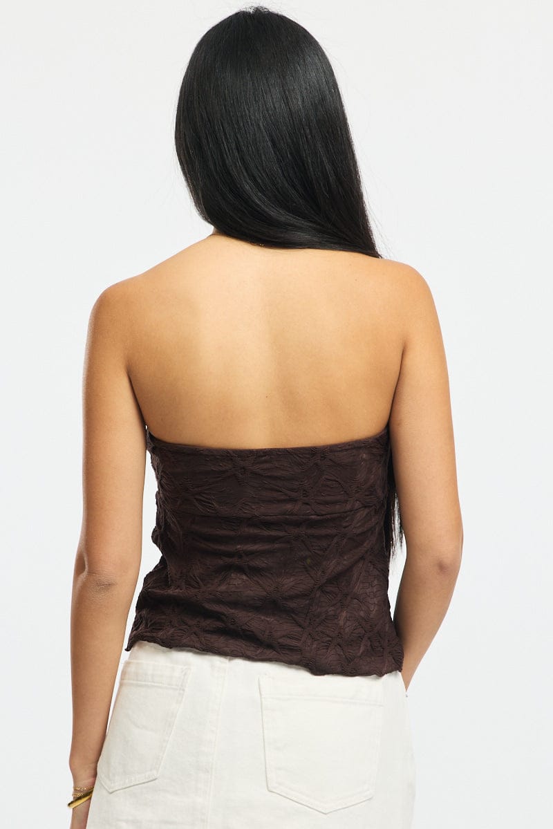 Brown Boob Tube Top Textured for Ally Fashion