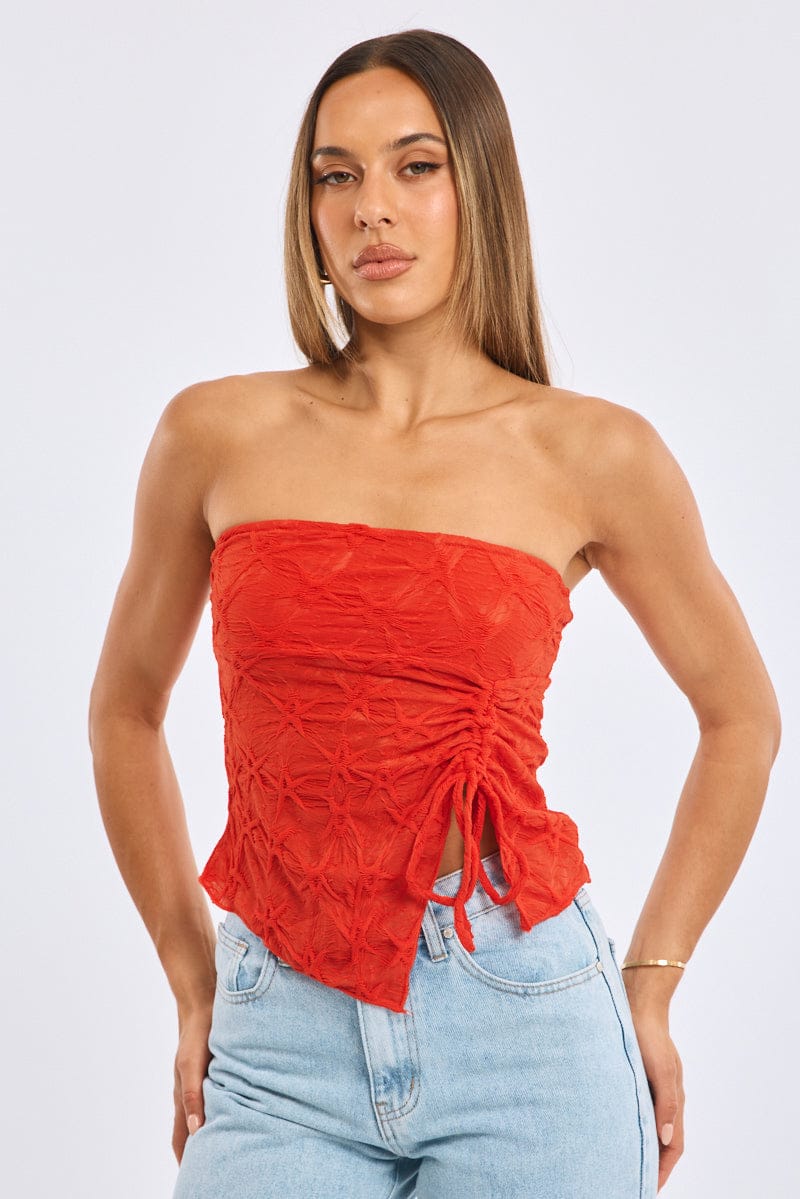 Red Boob Tube Top Textured for Ally Fashion
