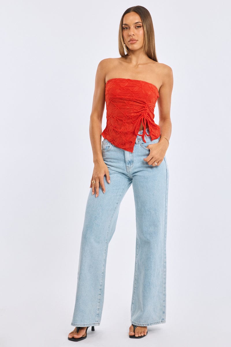 Red Boob Tube Top Textured for Ally Fashion