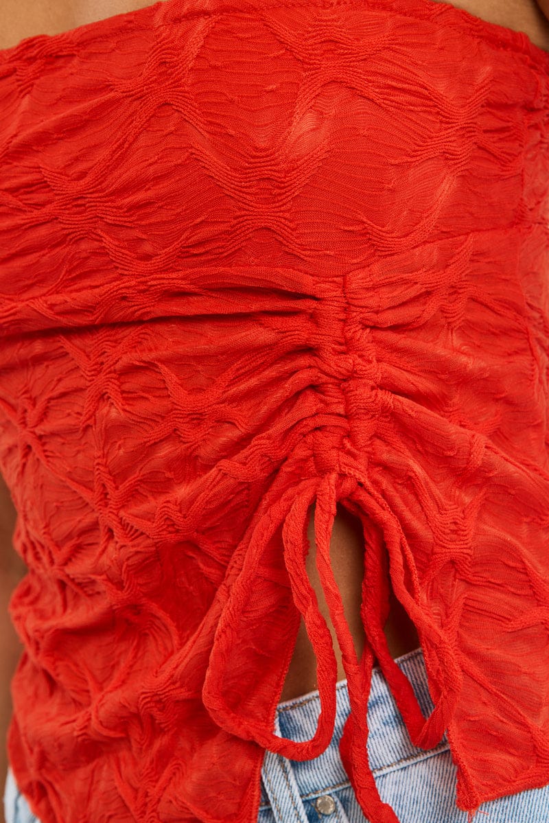 Red Boob Tube Top Textured for Ally Fashion