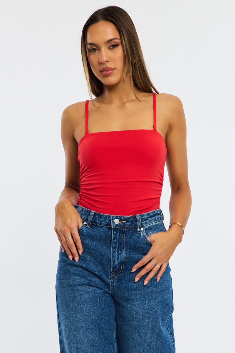 Red Bodysuit Singlet for Ally Fashion