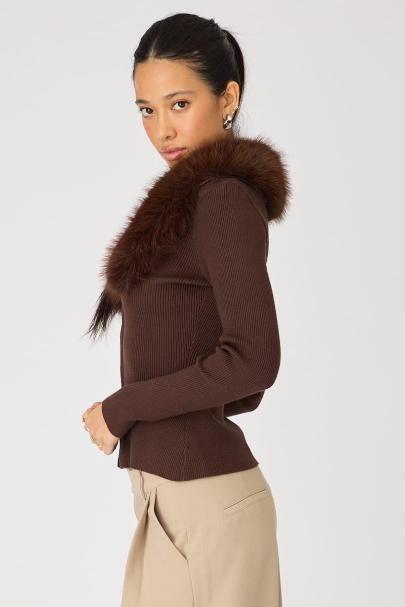 Brown Fitted Cardigan for Ally Fashion