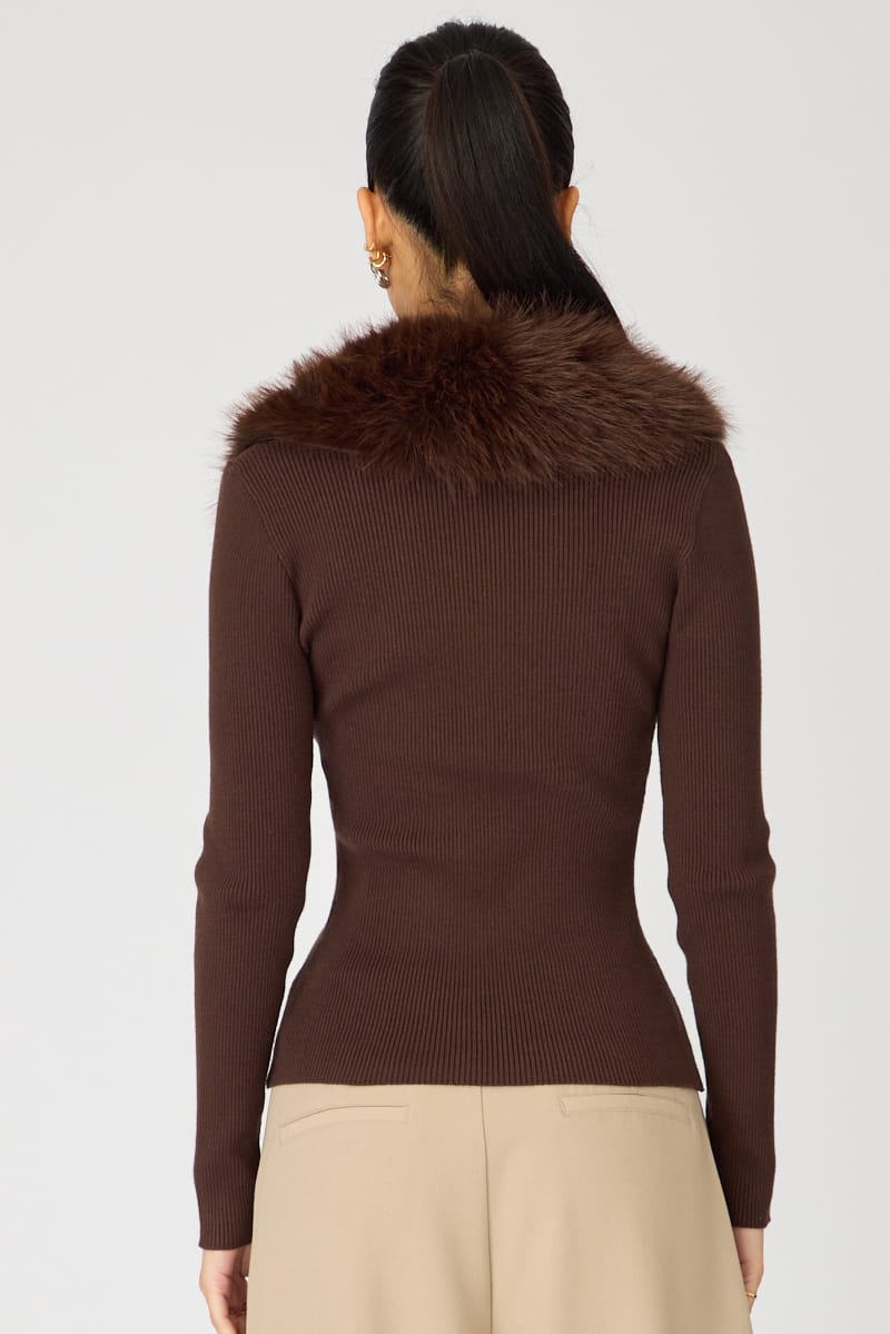 Brown Fitted Cardigan for Ally Fashion