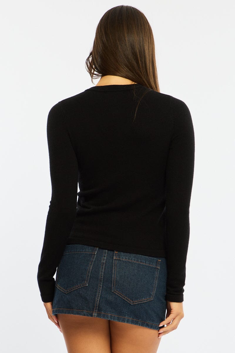 Black Button Down Fitted Cardigan for Ally Fashion