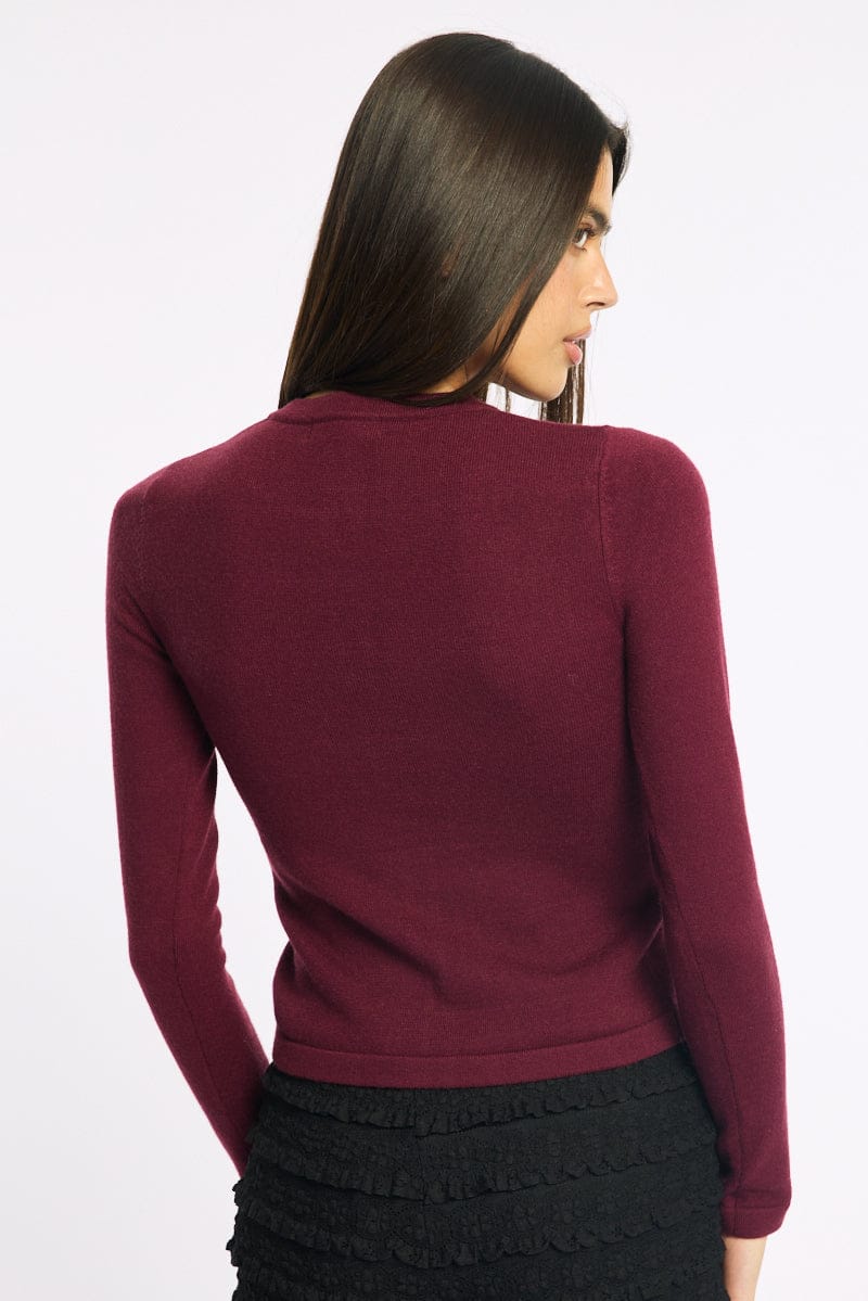 Red Button Down Fitted Cardigan for Ally Fashion