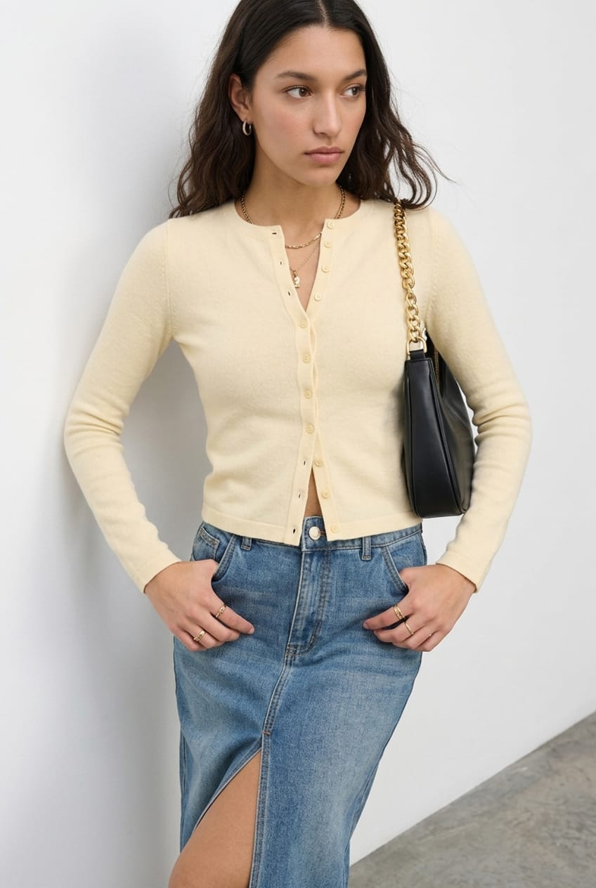 Yellow Button Down Fitted Cardigan for Ally Fashion