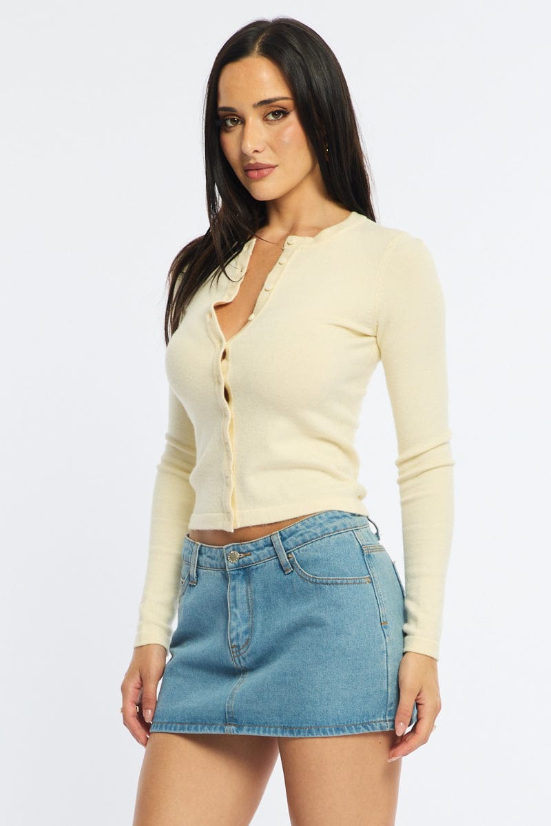 Yellow Button Down Fitted Cardigan for Ally Fashion