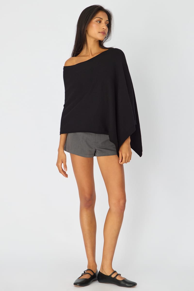 Black Knit Poncho Top Light Weight for Ally Fashion