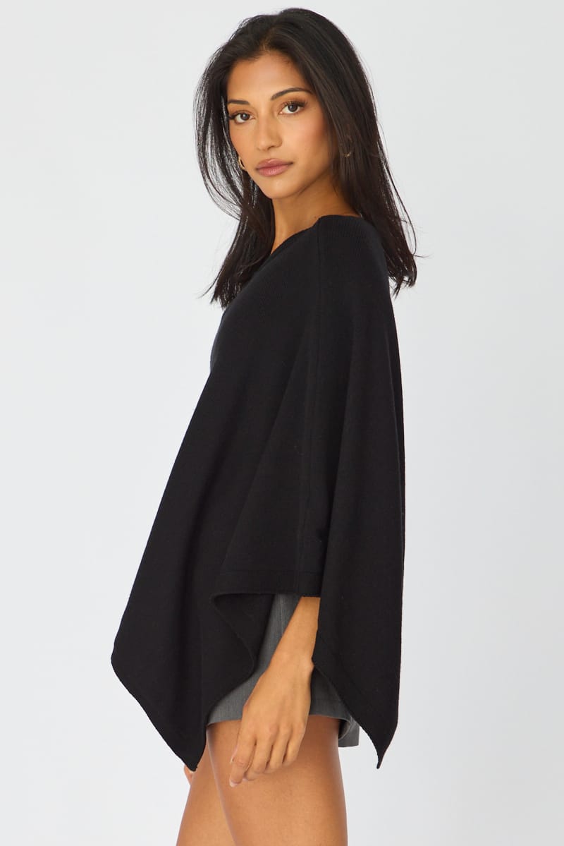 Black Knit Poncho Top Light Weight for Ally Fashion