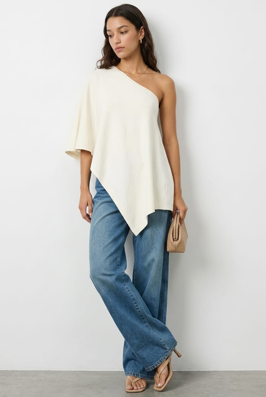 White Knit Poncho Top Light Weight for Ally Fashion