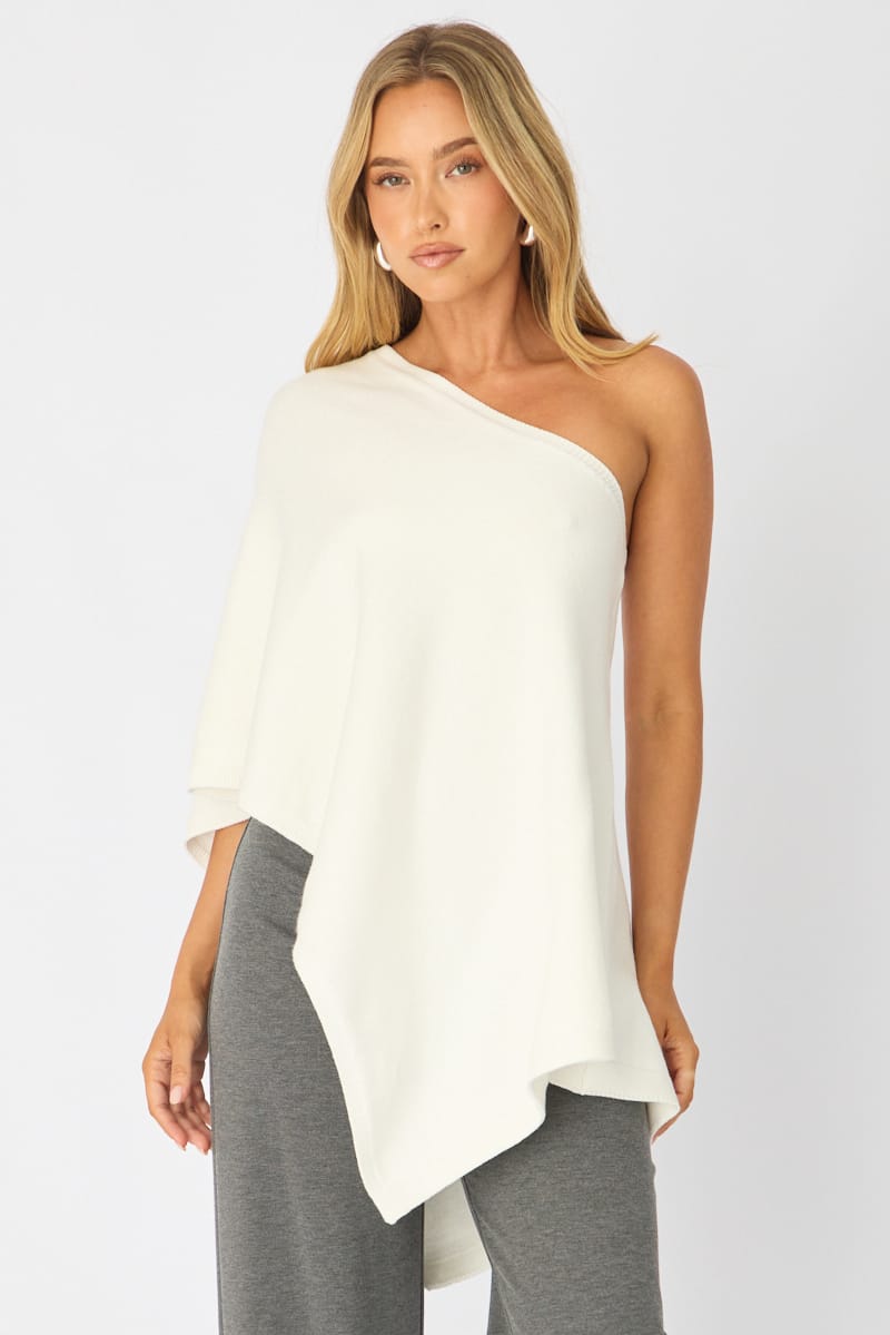 White Knit Poncho Top Light Weight for Ally Fashion