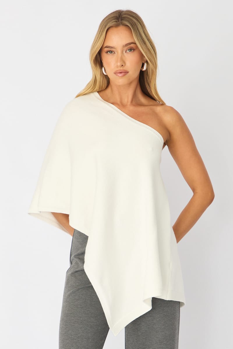 White Knit Poncho Top Light Weight for Ally Fashion