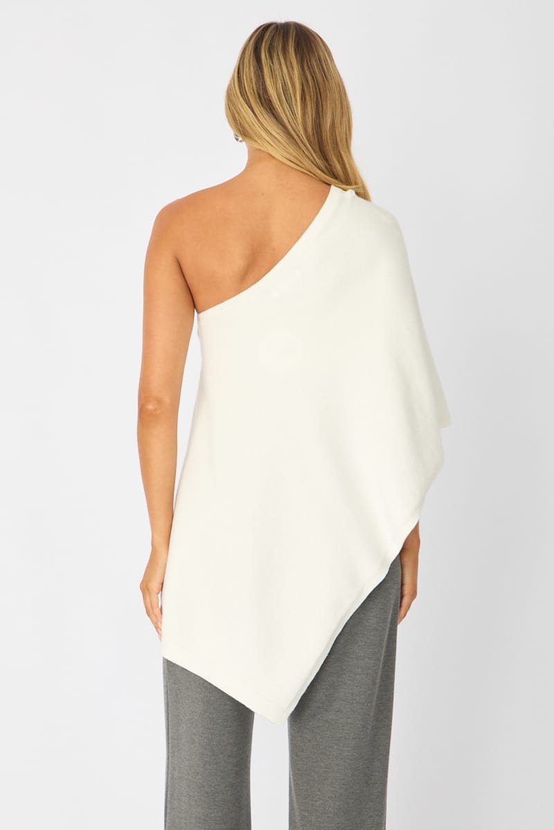 White Knit Poncho Top Light Weight for Ally Fashion