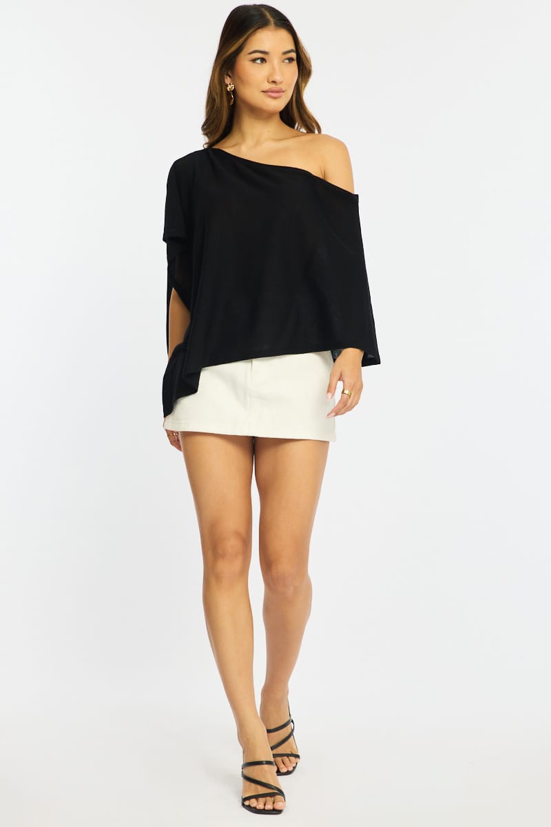 Black Knit Poncho Top Light Weight for Ally Fashion