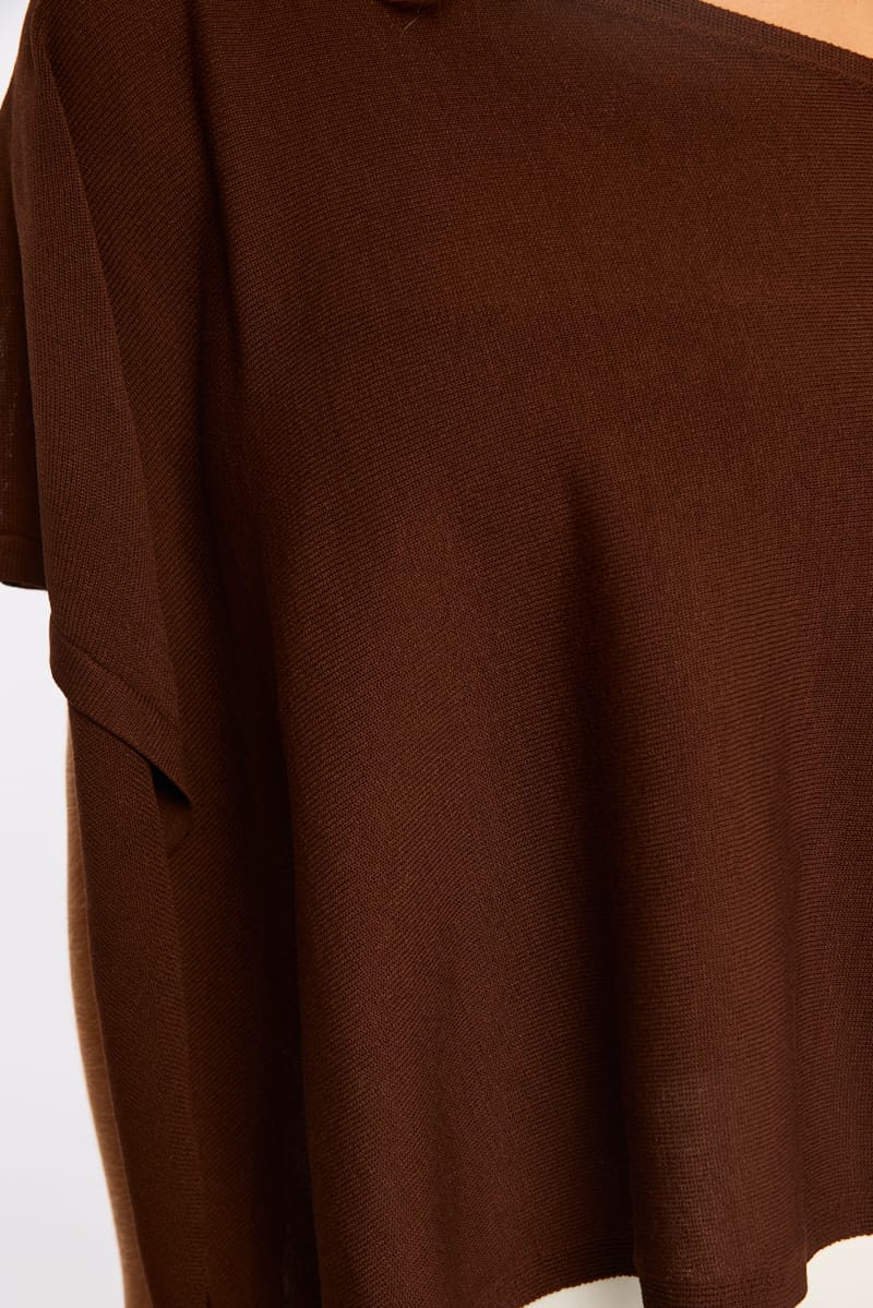 Brown Knit Poncho Top Light Weight for Ally Fashion