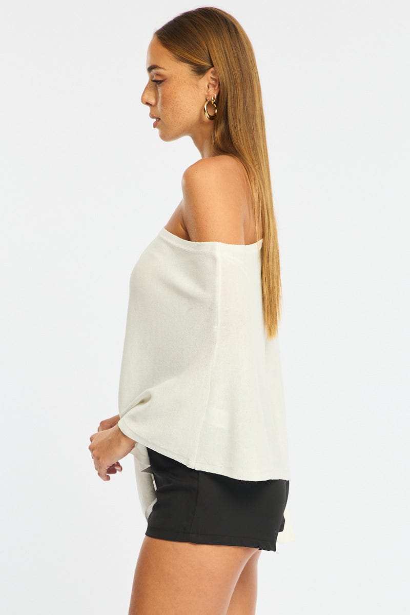 White Knit Poncho Top Light Weight for Ally Fashion