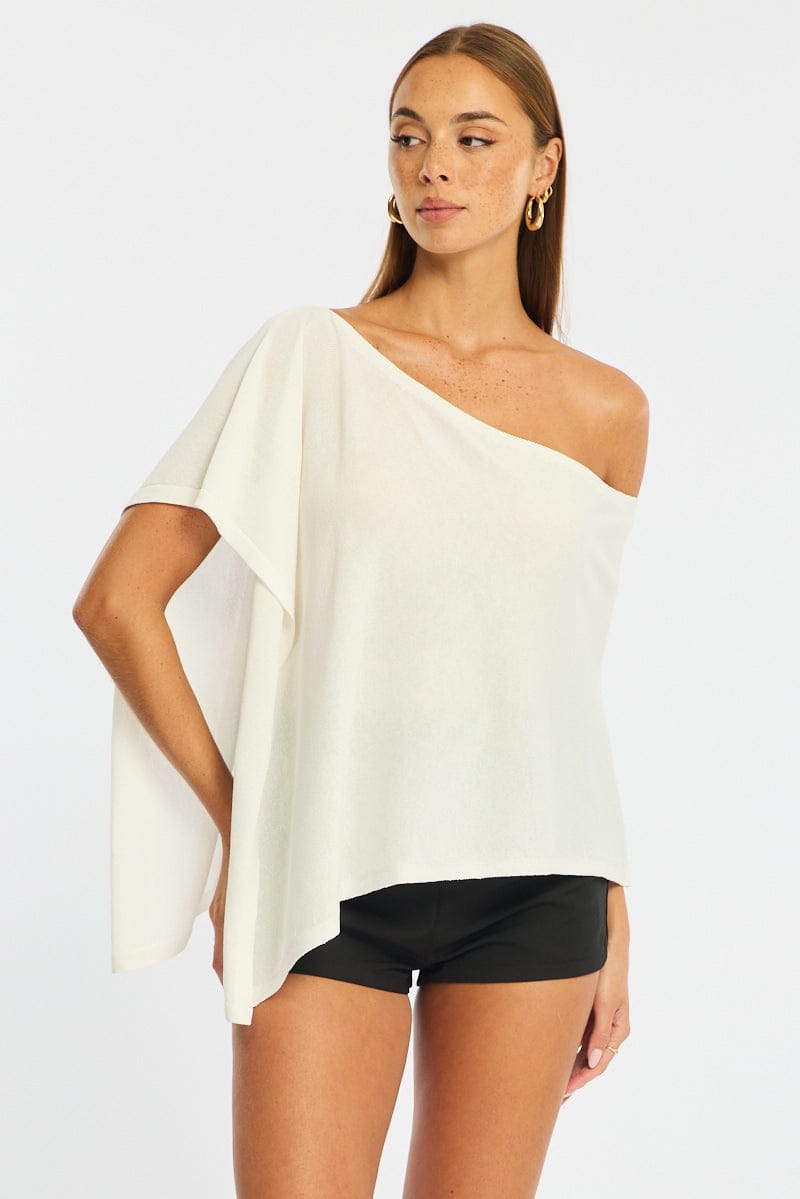 White Knit Poncho Top Light Weight for Ally Fashion