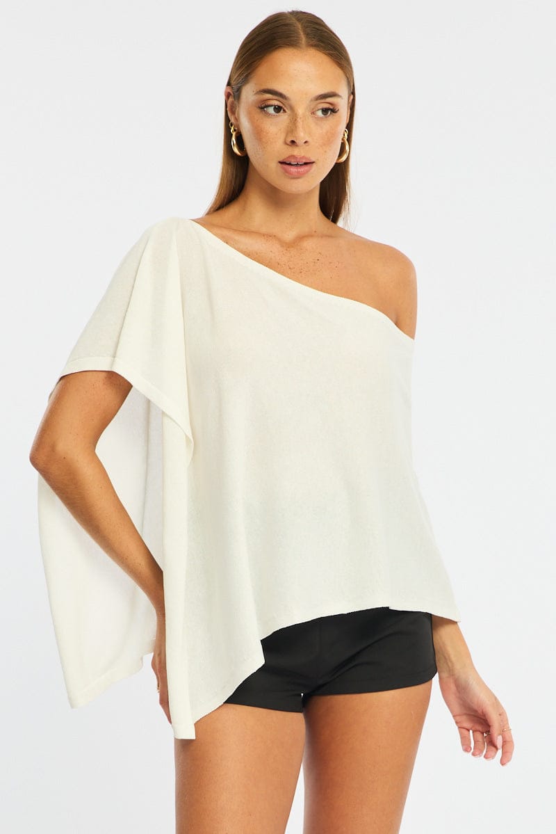 White Knit Poncho Top Light Weight for Ally Fashion