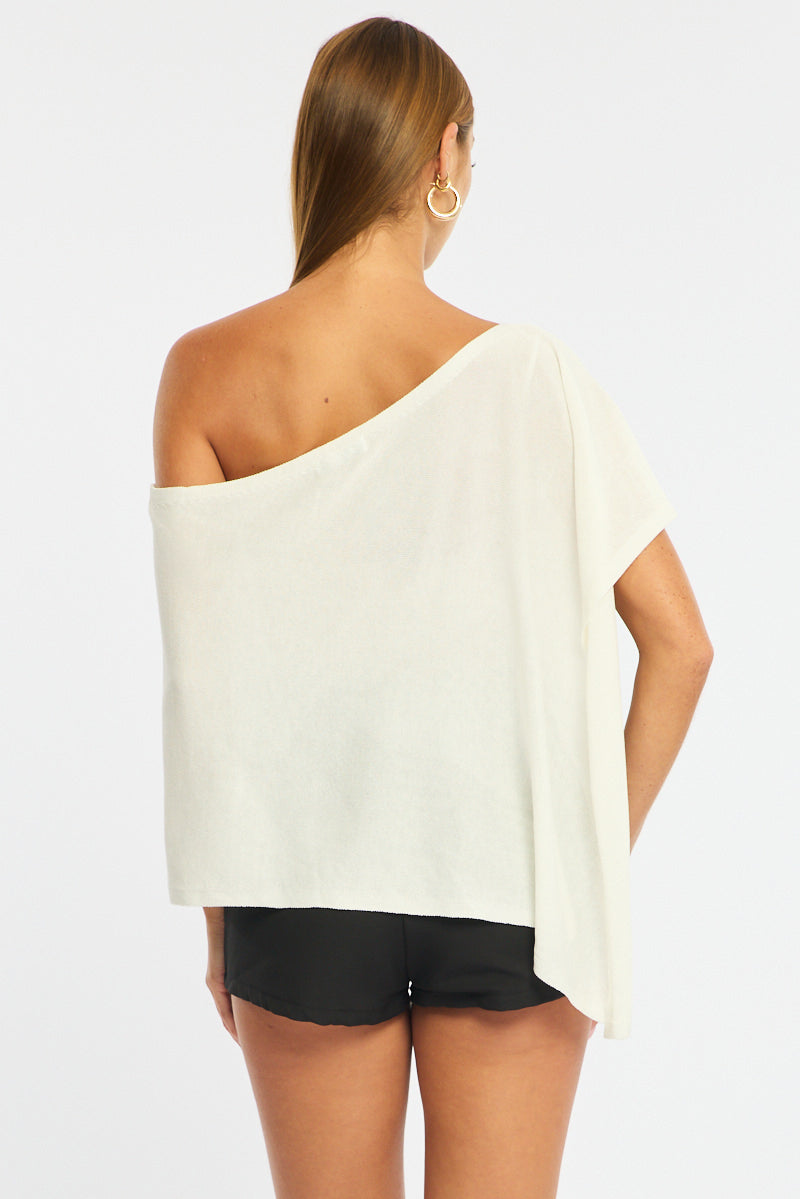 White Knit Poncho Top Light Weight for Ally Fashion