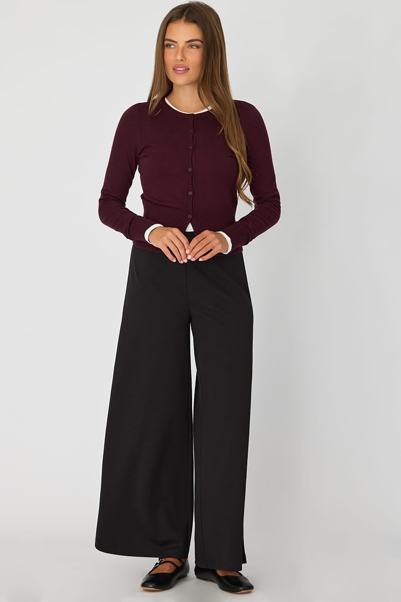 Purple Fitted Cardigan Long Sleeve Crew Neck for Ally Fashion
