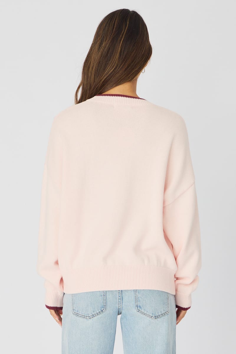Pink Number Graphic Knit Sweater for Ally Fashion