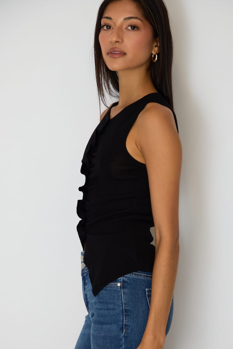 Black Button Knit Top for Ally Fashion