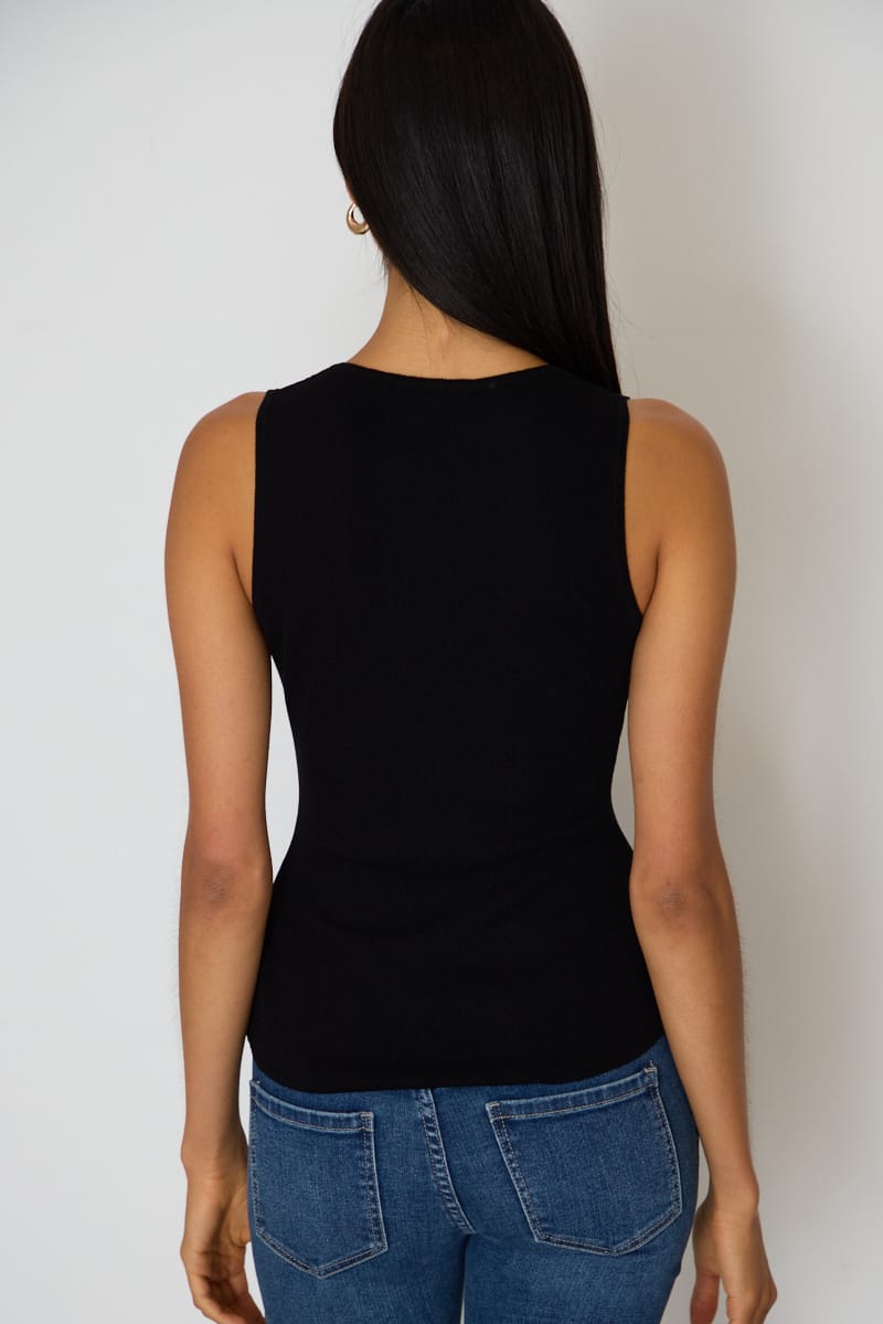 Black Button Knit Top for Ally Fashion