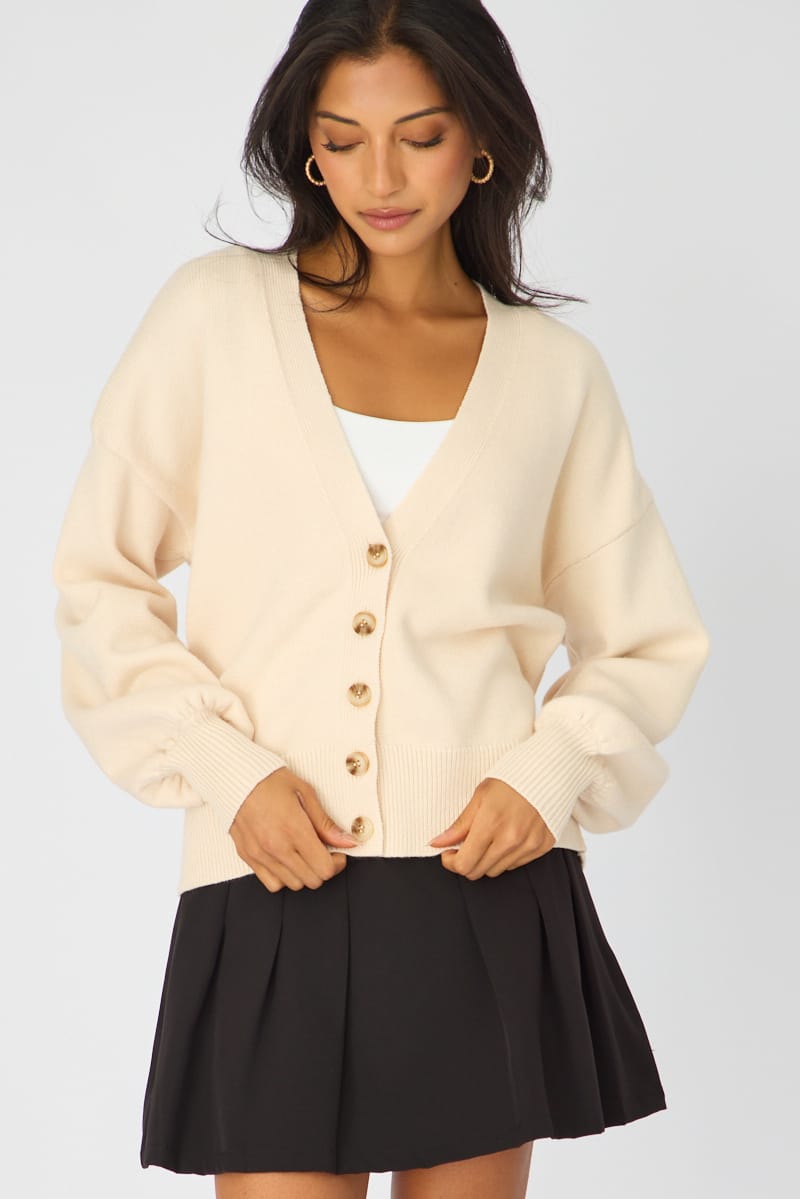 White V-neck Knit With Back Tie Long Sleeve for Ally Fashion