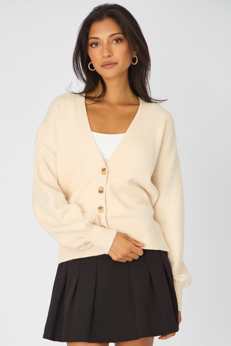 White V-neck Knit With Back Tie Long Sleeve for Ally Fashion