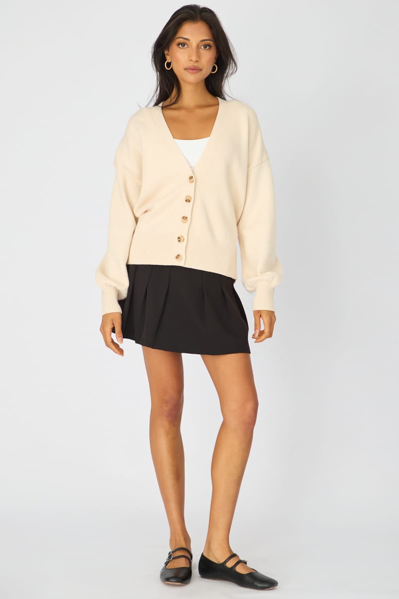 White V-neck Knit With Back Tie Long Sleeve for Ally Fashion