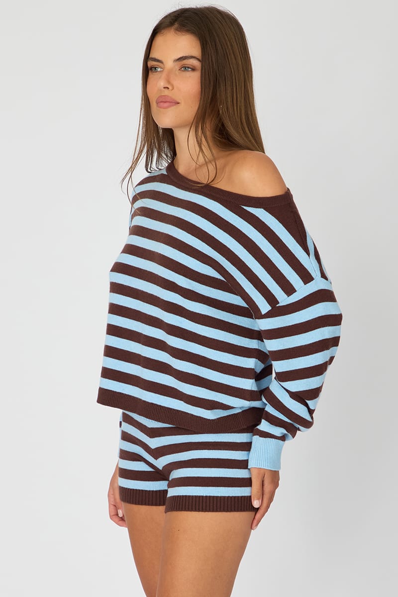 Multi Stripe Asymmetrical Stripe Jumper for Ally Fashion