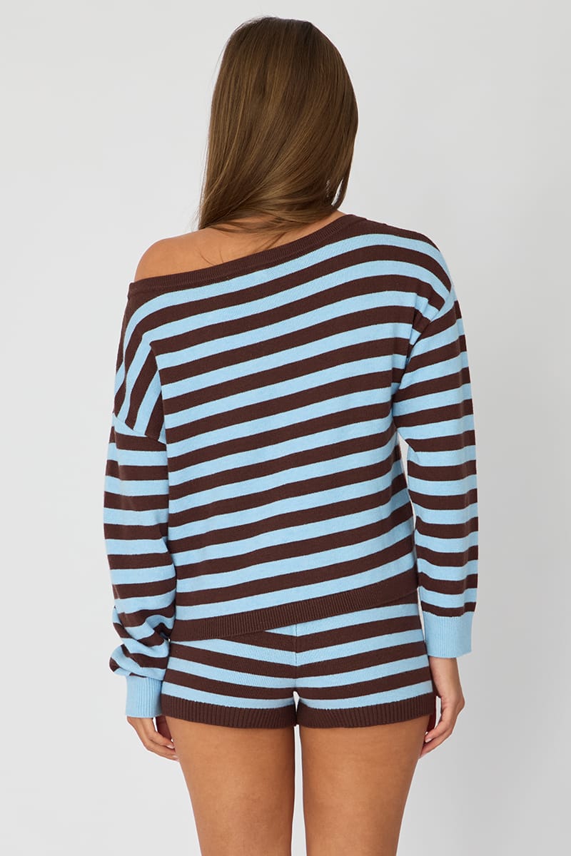 Multi Stripe Asymmetrical Stripe Jumper for Ally Fashion