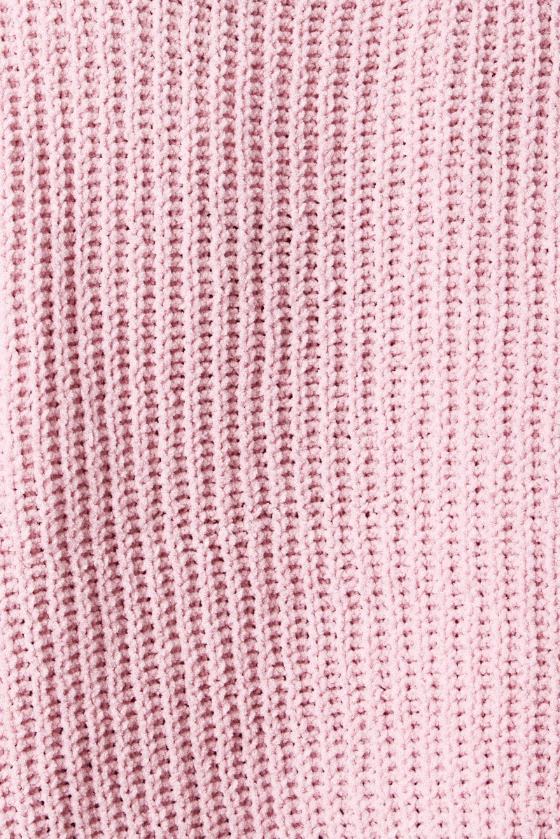 Pink Knit Top Long Sleeve Chenille for Ally Fashion