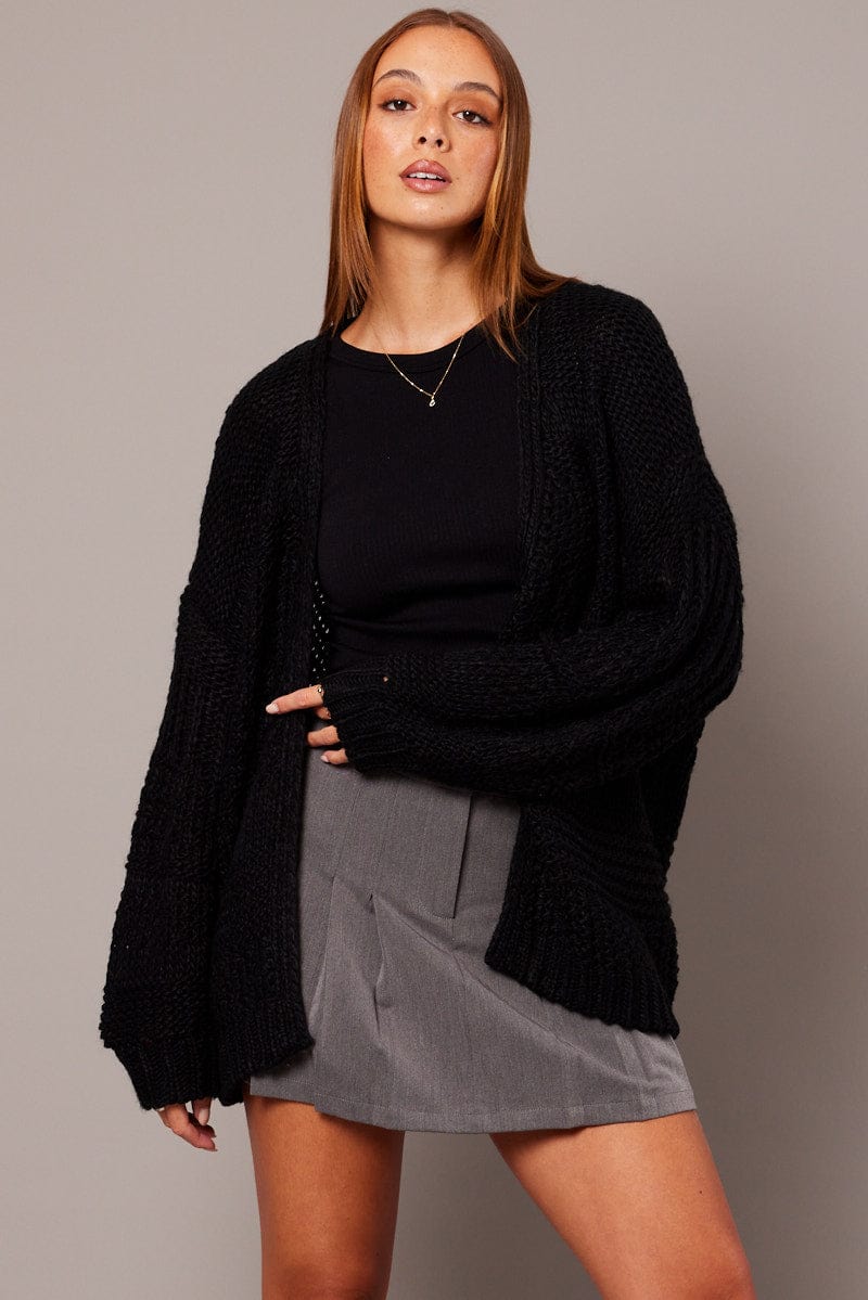 Black Oversized Cardigan Long Sleeve for Ally Fashion