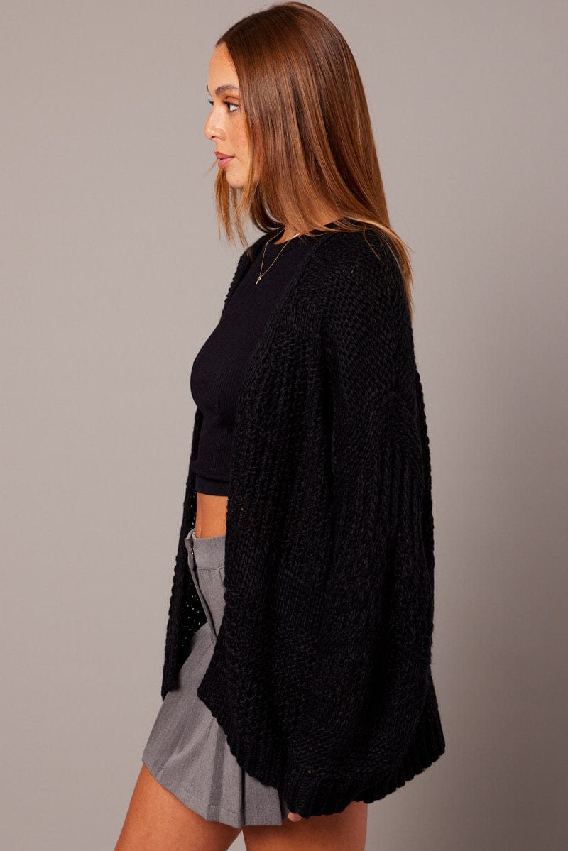 Black Oversized Cardigan Long Sleeve for Ally Fashion