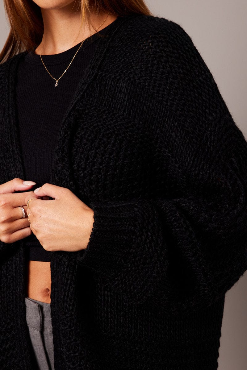 Black Oversized Cardigan Long Sleeve for Ally Fashion