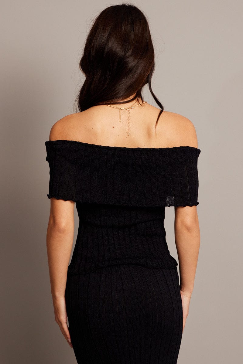 Black Off shoulder Knit Top for Ally Fashion