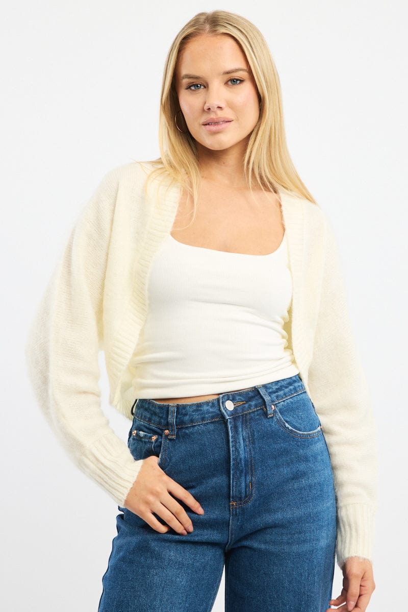 White Oversized Knit Cardigan Long Sleeve | Ally Fashion