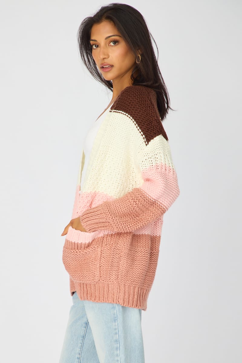 Multi Stripe Oversized Cardigan Stripe Knit for Ally Fashion