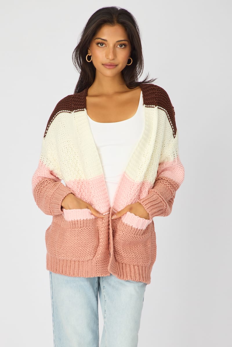 Multi Stripe Oversized Cardigan Stripe Knit for Ally Fashion