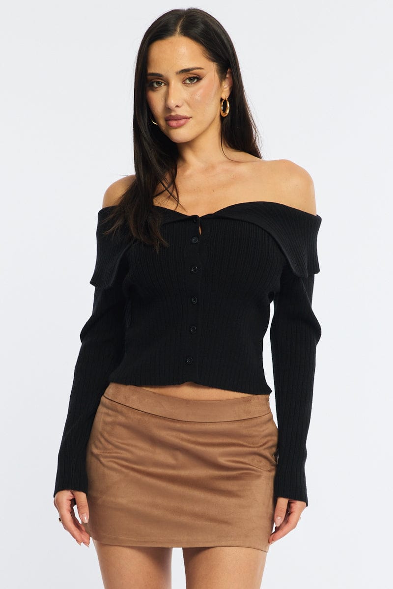 Black Off Shoulder Cardigan for Ally Fashion