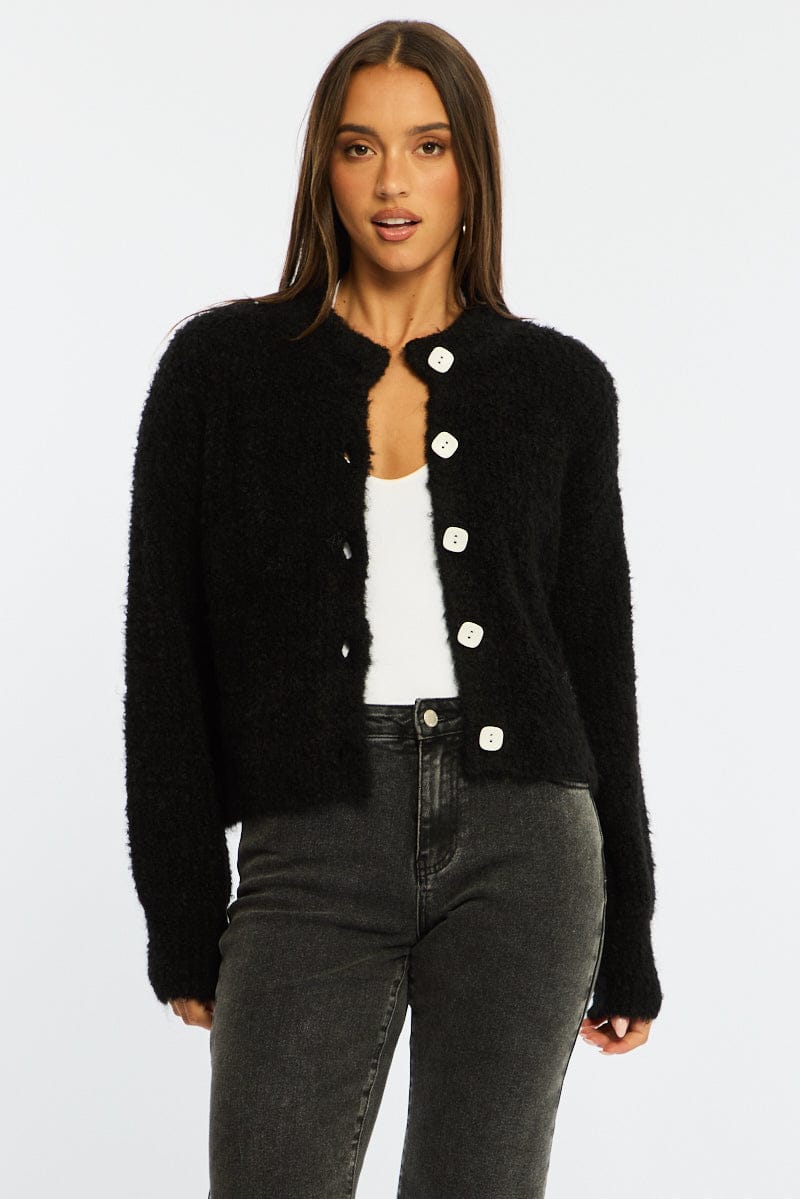 Black Oversized Cardigan.  Fuzzy Button Down for Ally Fashion