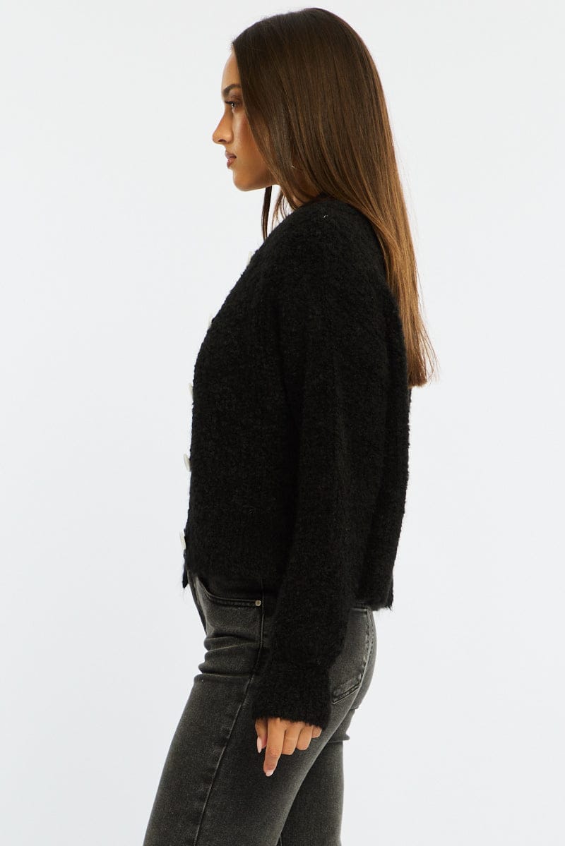 Black Oversized Cardigan.  Fuzzy Button Down for Ally Fashion