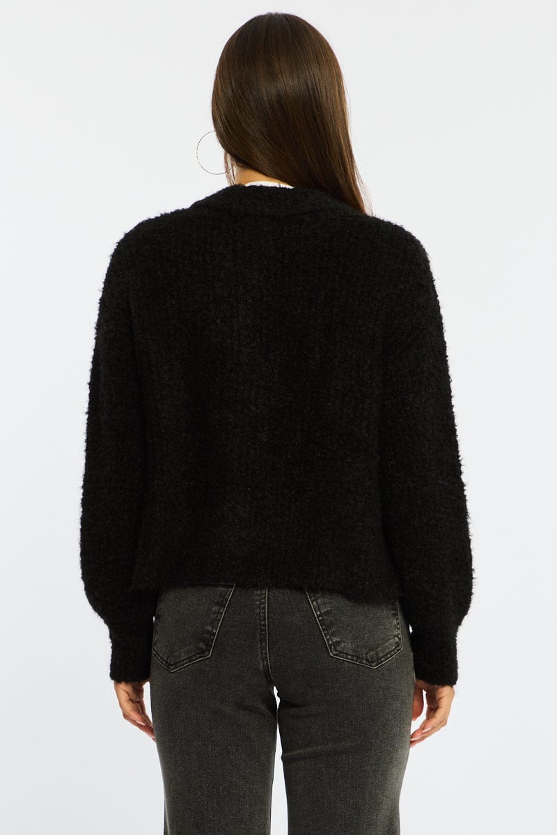 Black Oversized Cardigan.  Fuzzy Button Down for Ally Fashion