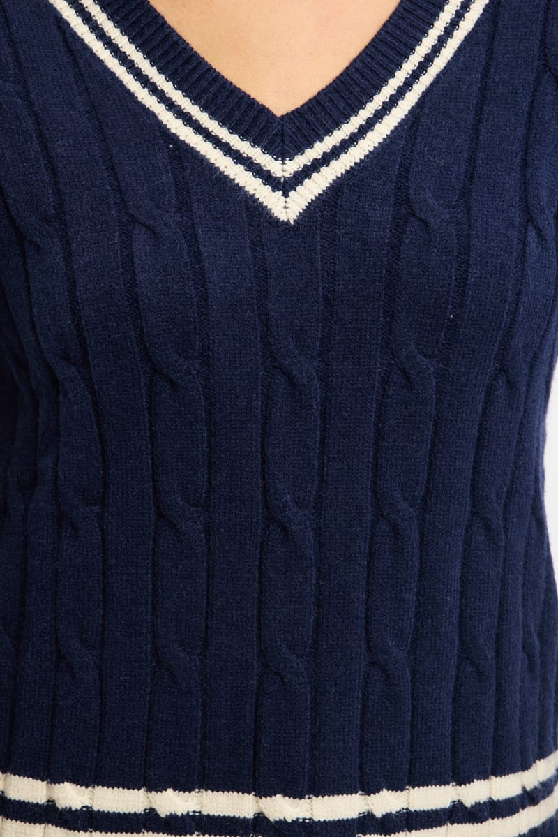 Blue Stripped Cable Knit for Ally Fashion