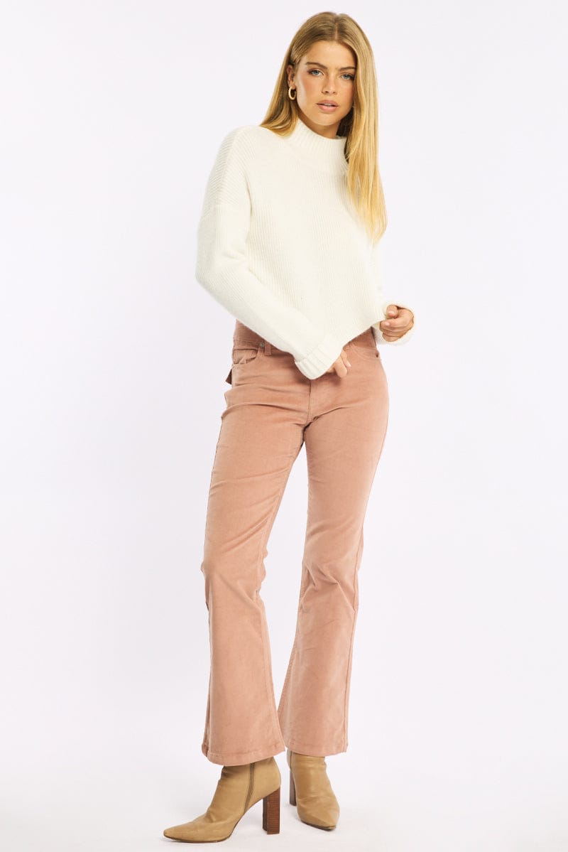 White Jumper Long Sleeve High Neck for Ally Fashion