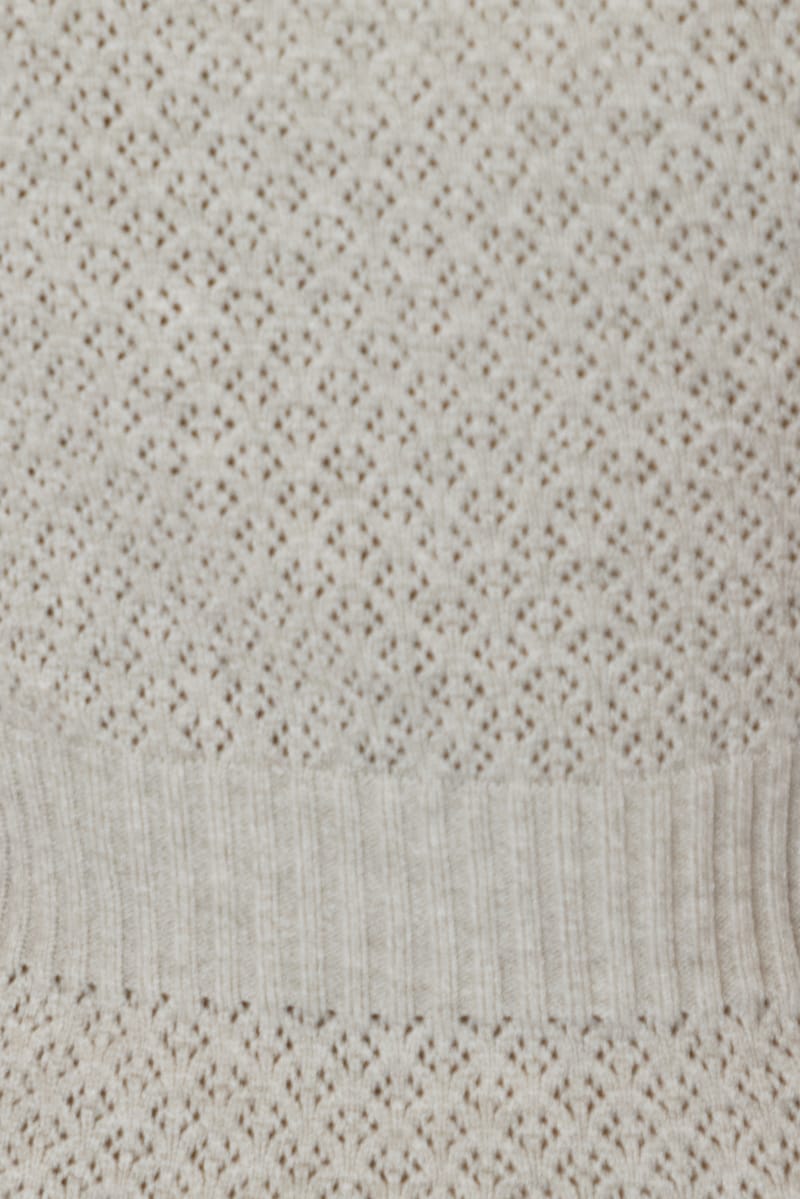 Grey Pointelle Knit Top Short Sleeve for Ally Fashion