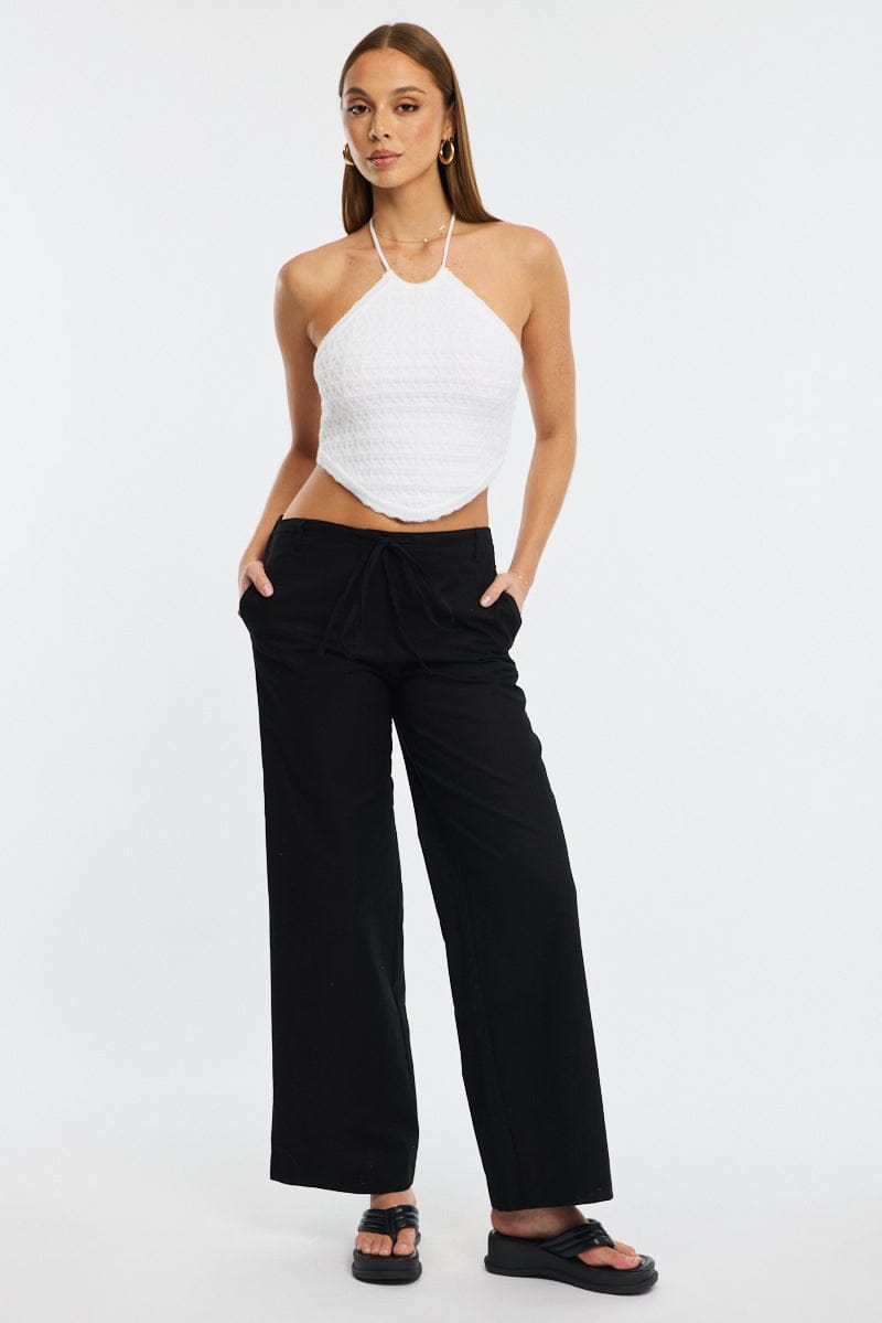 White Knit Scarf Top Sleeveless for Ally Fashion