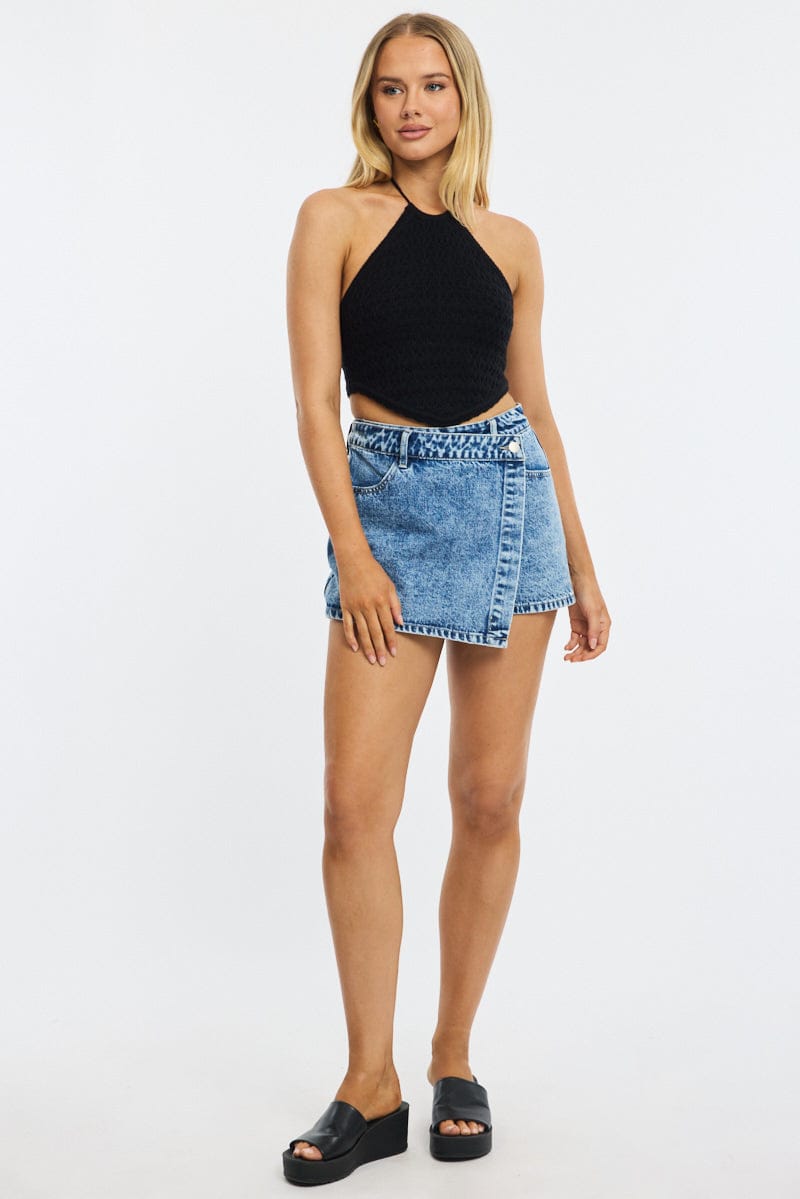 Black Knit Scarf Top Sleeveless for Ally Fashion