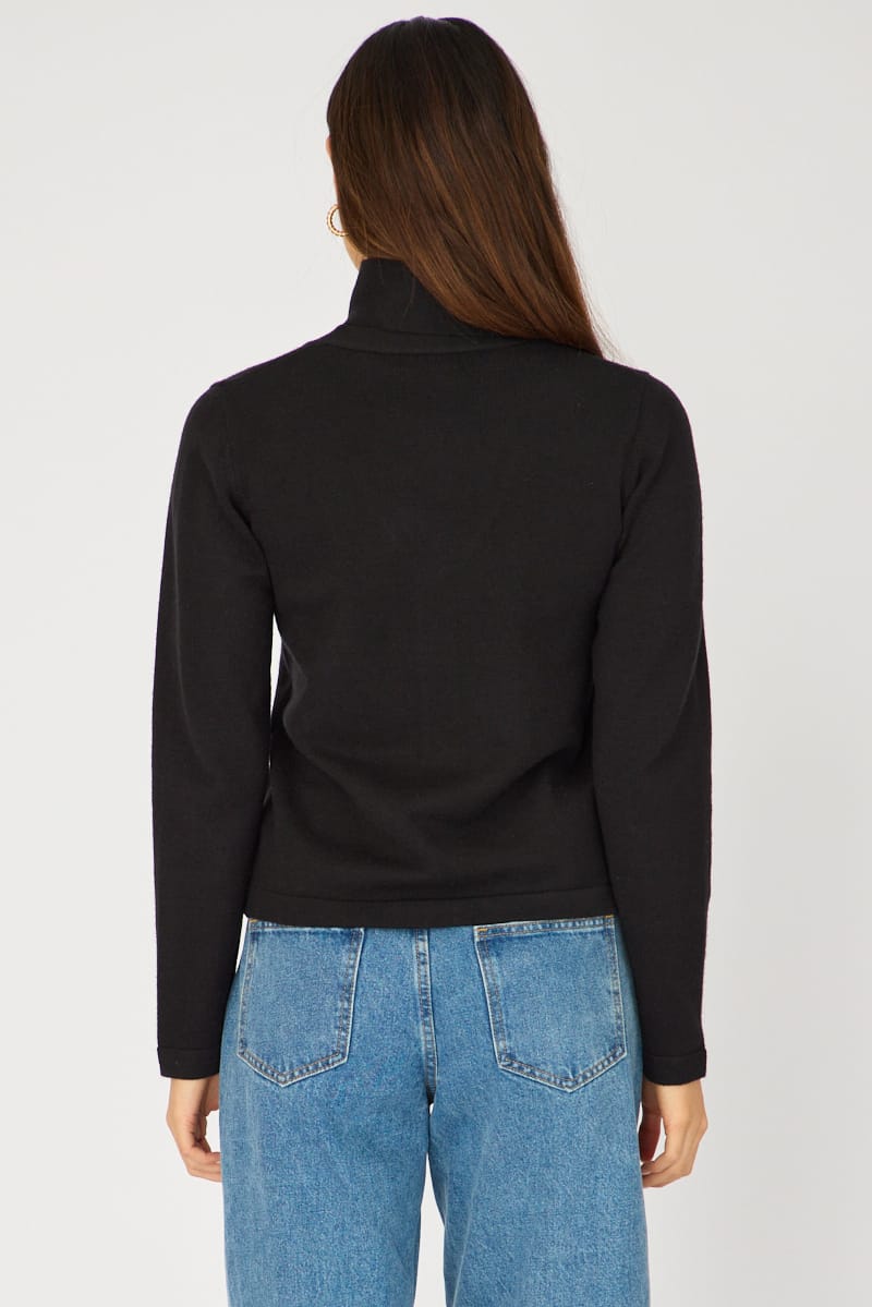 Black Knit Cardigan V-neck for Ally Fashion